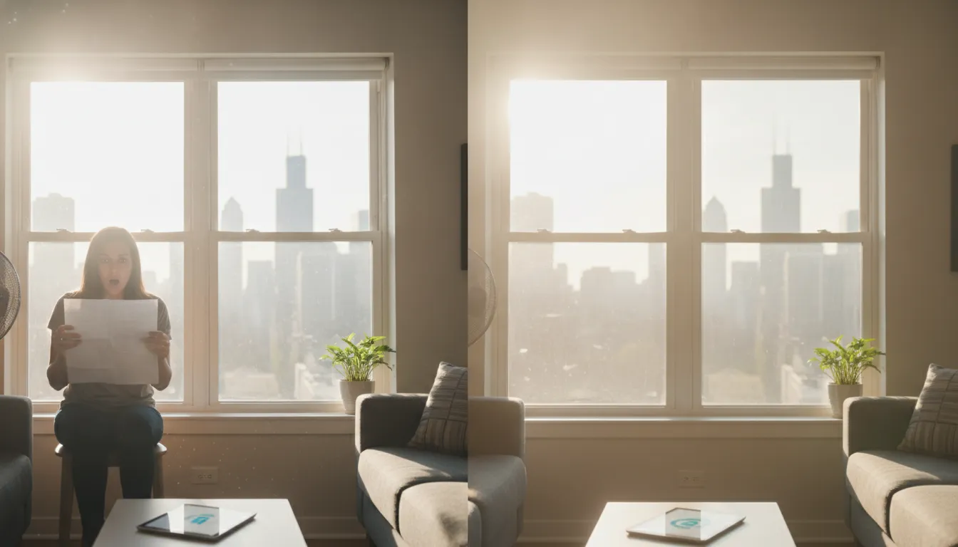 Chicago home window with professionally installed window film